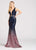 Ellie Wilde - EW118047 Ombre Sequined Deep V-neck Trumpet Dress In Blue and Pink