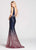 Ellie Wilde - EW118047 Ombre Sequined Deep V-neck Trumpet Dress In Blue and Pink