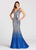 Ellie Wilde - EW118047 Ombre Sequined Deep V-neck Trumpet Dress In Silver and Blue