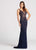 Ellie Wilde - EW118049 Bejeweled Deep V-neck Sheath Dress In Blue and Pink