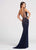 Ellie Wilde - EW118049 Bejeweled Deep V-neck Sheath Dress In Blue and Pink
