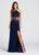 Ellie Wilde - EW118051 Bedazzled Halter Neck Sheath Dress In Blue