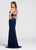 Ellie Wilde - EW118051 Bedazzled Halter Neck Sheath Dress In Blue