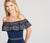 Ellie Wilde Beaded Off Shoulder Trumpet Dress EW118055 - 1 pc Navy In Size 10 Available In Blue