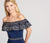 Ellie Wilde - EW118055 Beaded Off Shoulder Trumpet Dress In Blue