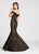 Ellie Wilde - EW118057 Fringe and Eyelet Embellished Mermaid Dress In Black and Gold