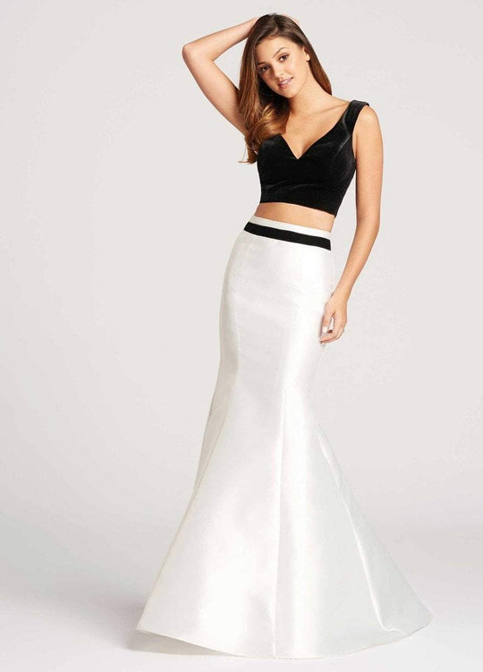 Ellie Wilde - EW118061 Strappy Fitted Two Piece Mermaid Gown In Black and White