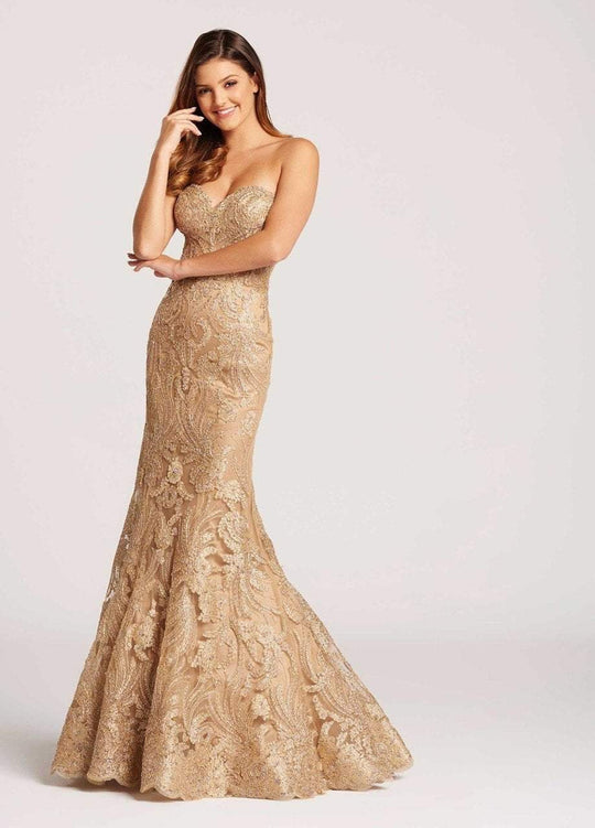 Ellie Wilde - EW118065 Strapless Sweetheart Mermaid Dress In Gold