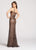 Ellie Wilde - EW118069 Embellished Deep V-neck Sheath Dress In Brown