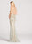 Ellie Wilde - EW118070 Beaded Halter Fitted Evening Gown In Silver and Neutral