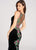 Ellie Wilde - EW118073 Fitted Plunging Embroidered Dress In Black and Multi-Color