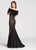 Ellie Wilde - EW118078 Ruffled Off Shoulder Fitted Dress In Black and Neutral