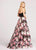 Ellie Wilde - EW118080 Strapless Plunging Floral Dress In Black and Multi-Color