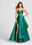 Ellie Wilde - EW118081 Embellished Deep Sweetheart A-line Dress In Green