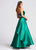 Ellie Wilde - EW118081 Embellished Deep Sweetheart A-line Dress In Green