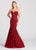 Ellie Wilde - EW118082 Embellished Sweetheart Lace Tulle Mermaid Dress In Red