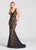 Ellie Wilde - EW118087 Fitted Plunging Lace Evening Dress In Black and Neutral