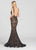 Ellie Wilde - EW118087 Fitted Plunging Lace Evening Dress In Black and Neutral