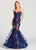 Ellie Wilde - EW118089 Floral Deep Sweetheart Mermaid Dress In Blue and Multi-Color