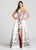 Ellie Wilde - EW118090 Beaded Deep V-neck Sheath Dress In White and Multi-Color