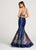 Ellie Wilde - EW118091 Floral Printed Two Piece Mermaid Dress In Blue and Multi-Color