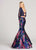 Ellie Wilde - EW118092 Two Piece Embellished and Printed Mermaid Dress In Blue and Multi-Color