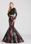 Ellie Wilde - EW118092 Two Piece Embellished and Printed Mermaid Dress In Black and Multi-Color