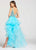 Ellie Wilde - EW118093 Deep V-neck High Low A-line Dress In Blue