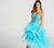 Ellie Wilde - EW118093 Deep V-neck High Low A-line Dress In Blue