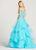 Ellie Wilde - EW118095 Two Piece Lace Embellished Tulle A-line Dress In Blue