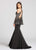 Ellie Wilde - EW118099 Long Belle Sleeve Fitted Mermaid Gown In Black and Silver