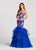 Ellie Wilde - EW118102 Floral Sweetheart Mermaid Dress In Blue and Multi-Color