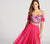 Ellie Wilde - EW118103 Two Piece Embroidered Lace Chiffon Dress In Pink and Multi-Color