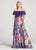Ellie Wilde - EW118105 Lace Off- Shoulder Floral Dress In Purple and Multi-Color