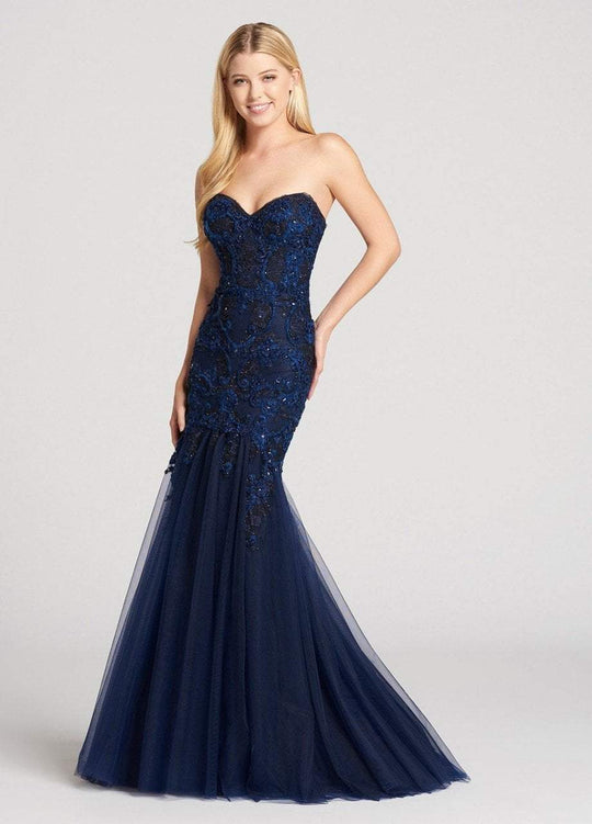 Ellie Wilde - EW118108 Lace Sweetheart Mermaid Dress In Blue