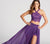 Ellie Wilde - EW118109 Three Piece Lace Embellished Chiffon Dress In Purple