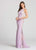 Ellie Wilde - EW118114 Multi-Colored Embroidered Jersey Sheath Dress In Purple and Multi-Color
