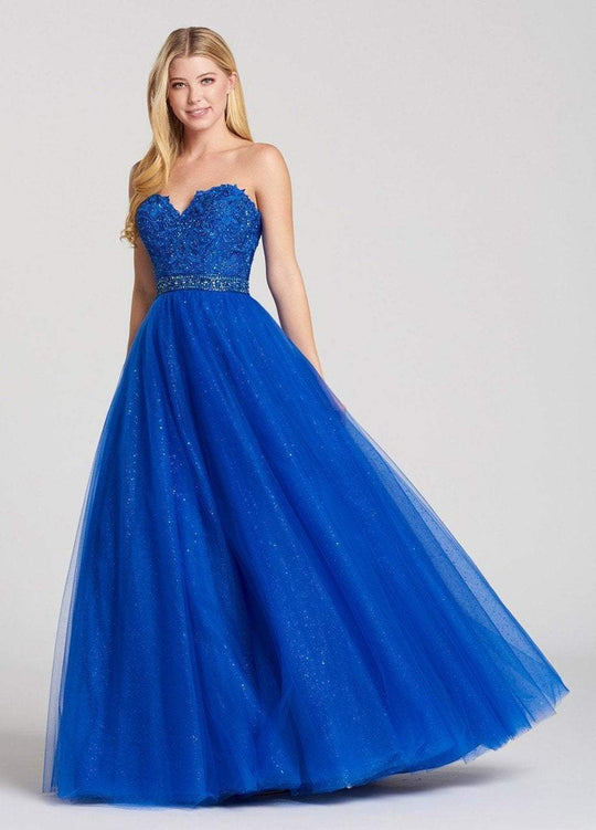 Ellie Wilde - EW118115 Beaded Sweetheart A-line Dress In Blue