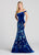 Ellie Wilde - EW118116 Off-Shoulder Metallic Embroidered Trumpet Dress In Blue and Multi-Color