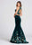 Ellie Wilde - EW118118 Two Piece Metallic Lace Velvet Dress In Green