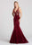 Ellie Wilde - EW118119 Floral Deep V-neck Mermaid Dress In Red