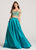 Ellie Wilde - EW118122 Two Piece Metallic Lace A-line Dress In Green and Gold