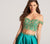 Ellie Wilde - EW118122 Two Piece Metallic Lace A-line Dress In Green and Gold