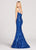 Ellie Wilde - EW118123 Sequined V Neck Mermaid Gown In Blue