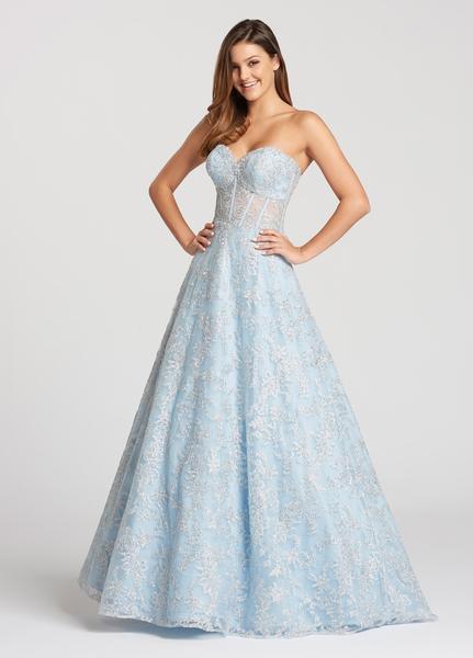 Ellie Wilde - EW118125LS Corset Sweetheart Ballgown In Silver and Blue