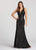 Ellie Wilde - EW118128 Sequined Deep V-neck Sheath Dress In Black
