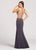 Ellie Wilde - EW118129 Strappy Plunging Embellished Evening Dress In Gray and Pink