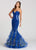 Ellie Wilde - EW118130 Sequined Plunging Sweetheart Mermaid Dress In Blue and Multi-Color