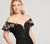 Ellie Wilde - EW118132 Lace Off Shoulder Mermaid Dress In Black and Pink