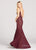 Ellie Wilde - EW118140 Lace Fitted V-Neck Evening Dress In Red